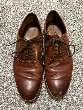 ALDO Brown Leather Derby Lace-Up Dress Shoes